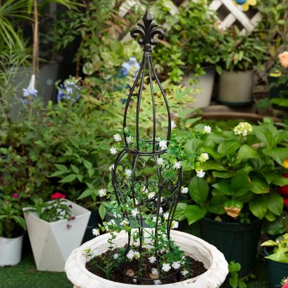 29.5in Metal Obelisk Trellis for Climbing Vines & Roses-MOUGIGI