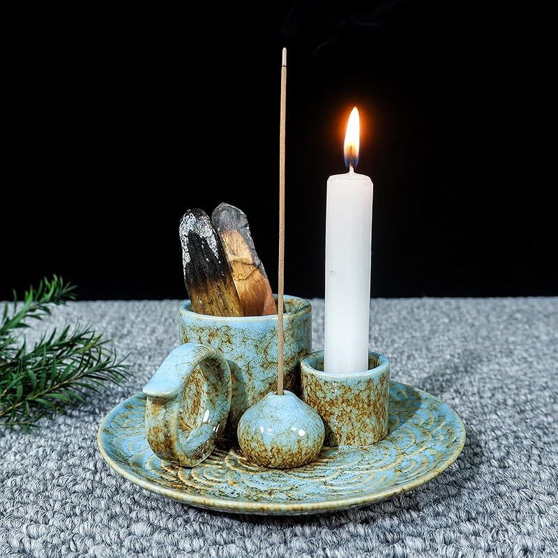 5-in-1 Ceramic Smudge Bowl - Incense & Candle Holder-MOUGIGI