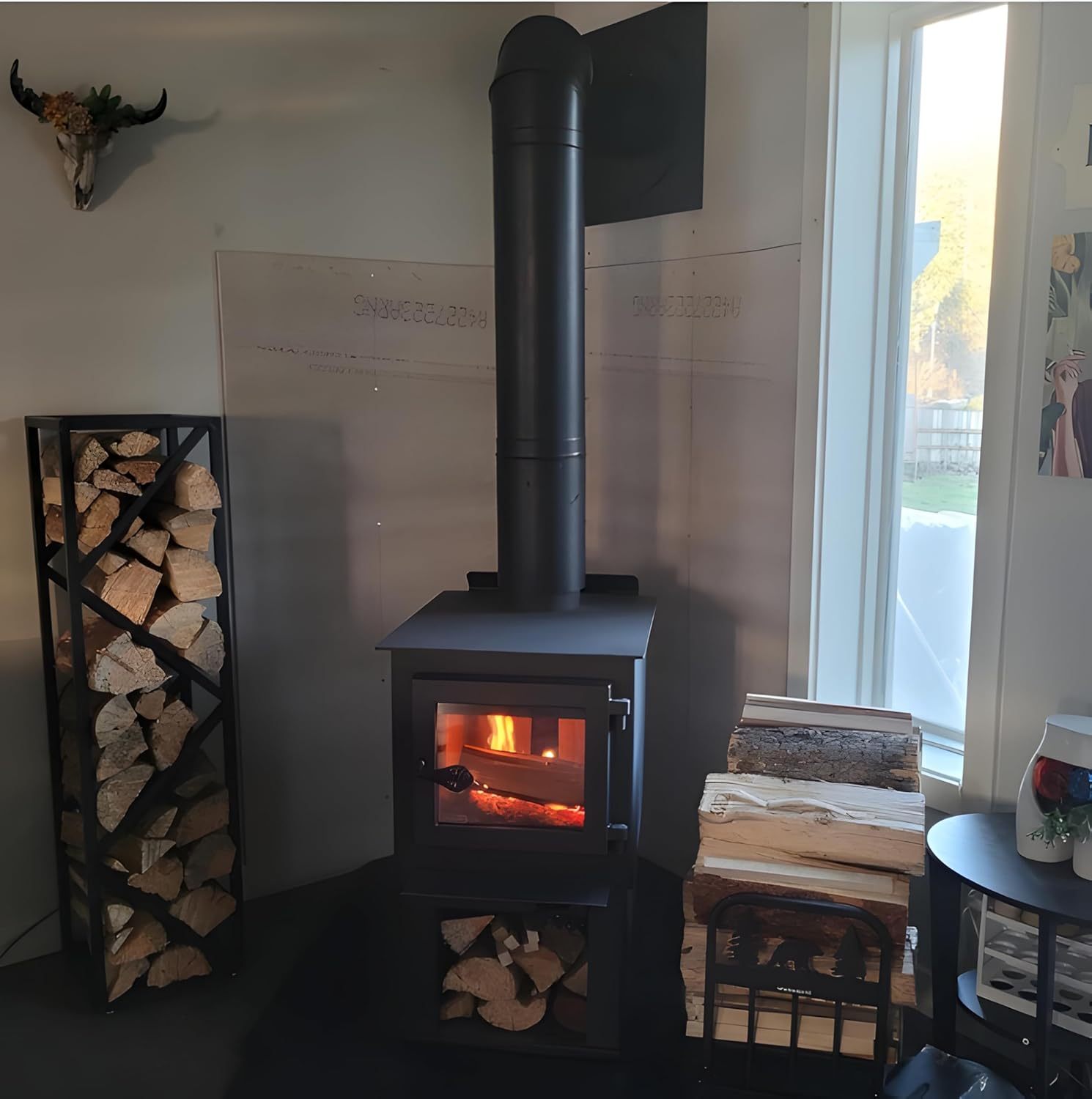 Adjustable Indoor Firewood Rack for Fireplace & Fire Pit-MOUGIGI