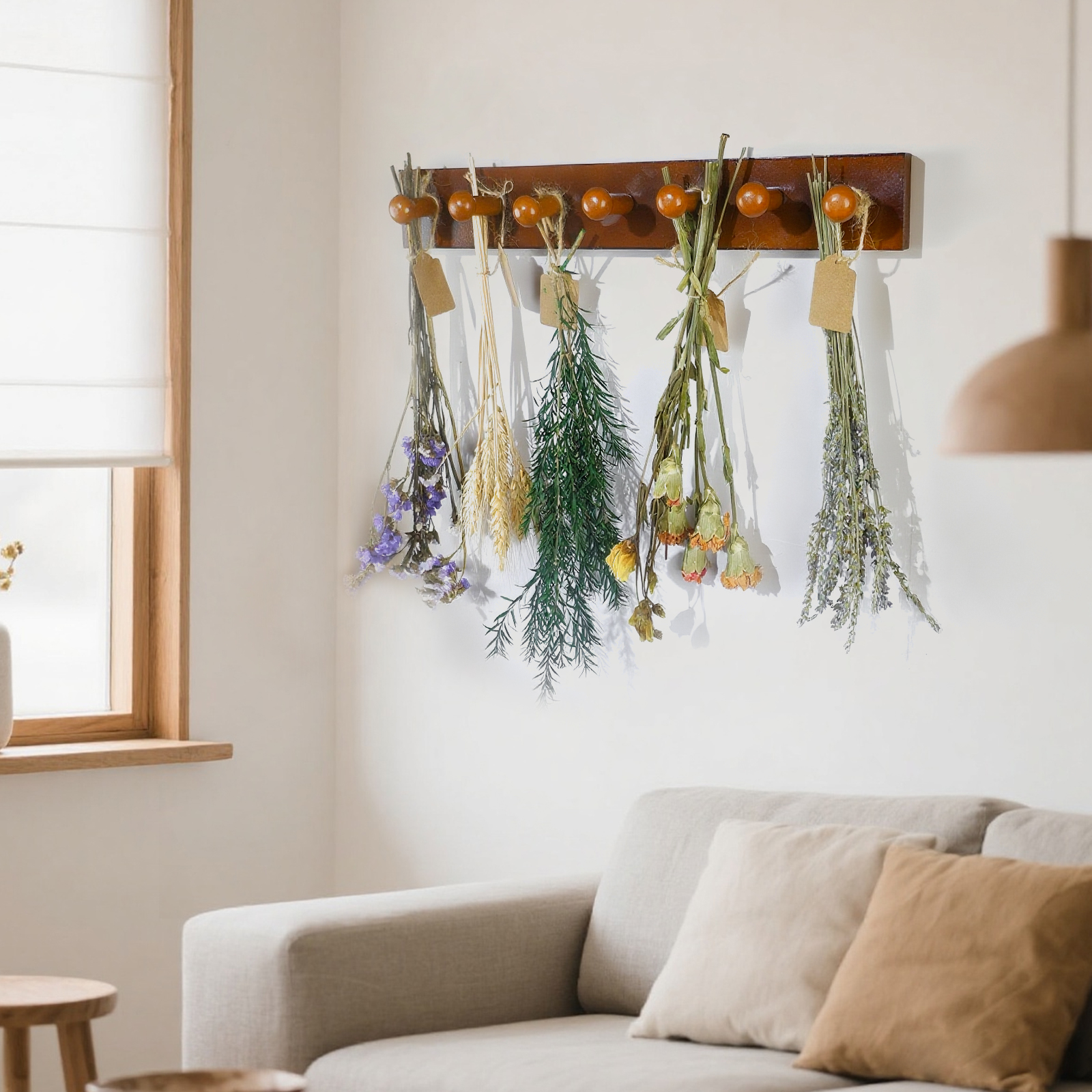 Rustic Herb Drying Rack - Holds 7 Bouquets