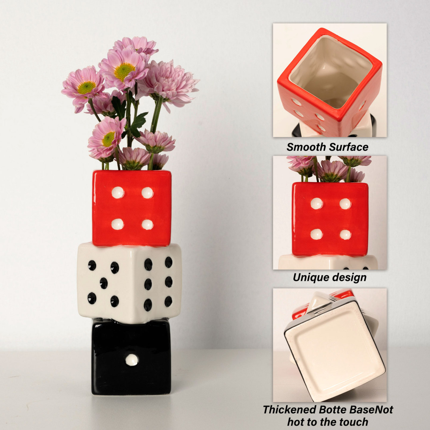 Geometric Dice Vase - Ceramic Centerpiece for Floral Arrangements