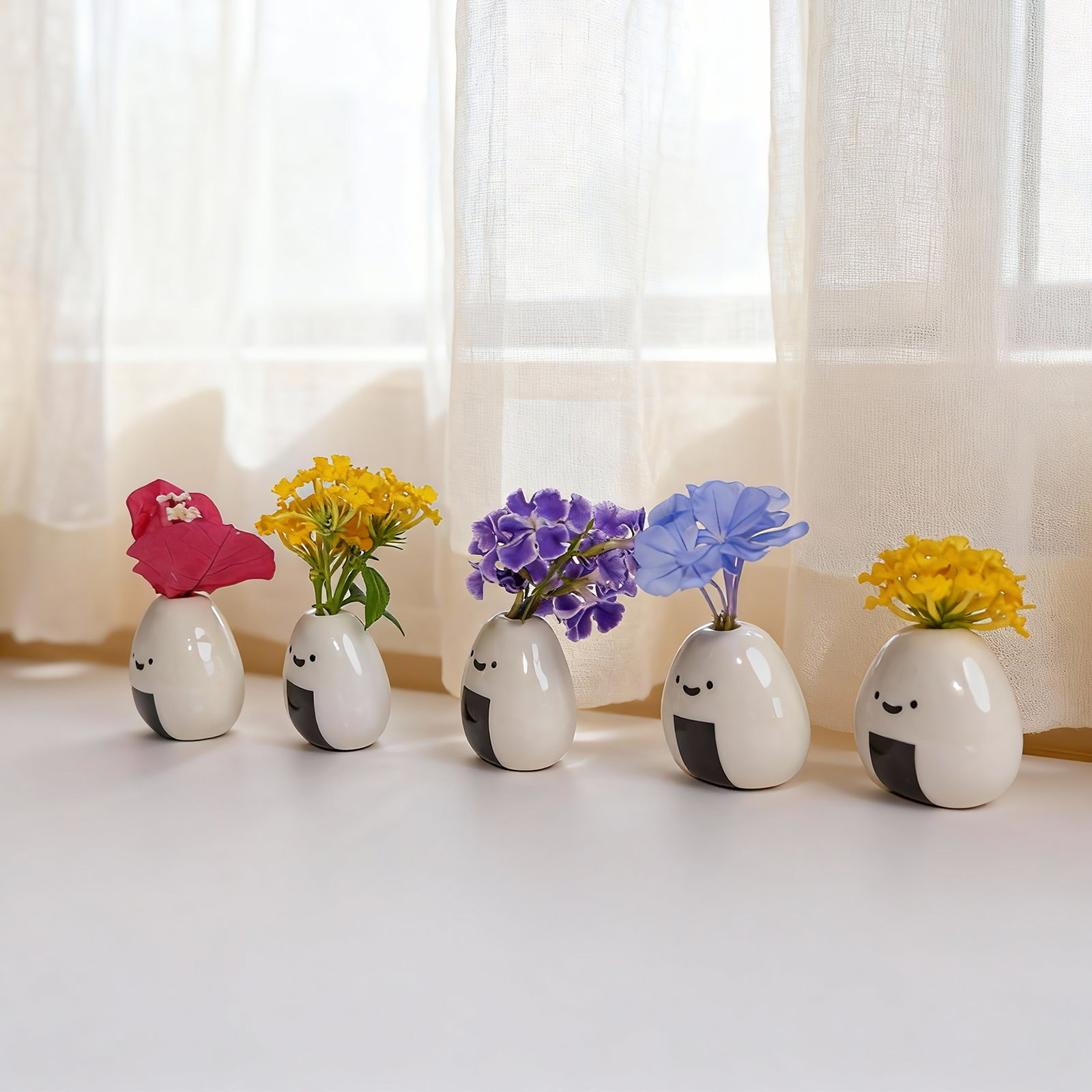 5-Pack Onigiri Ceramic Vases - Handmade Japanese Bud Vases