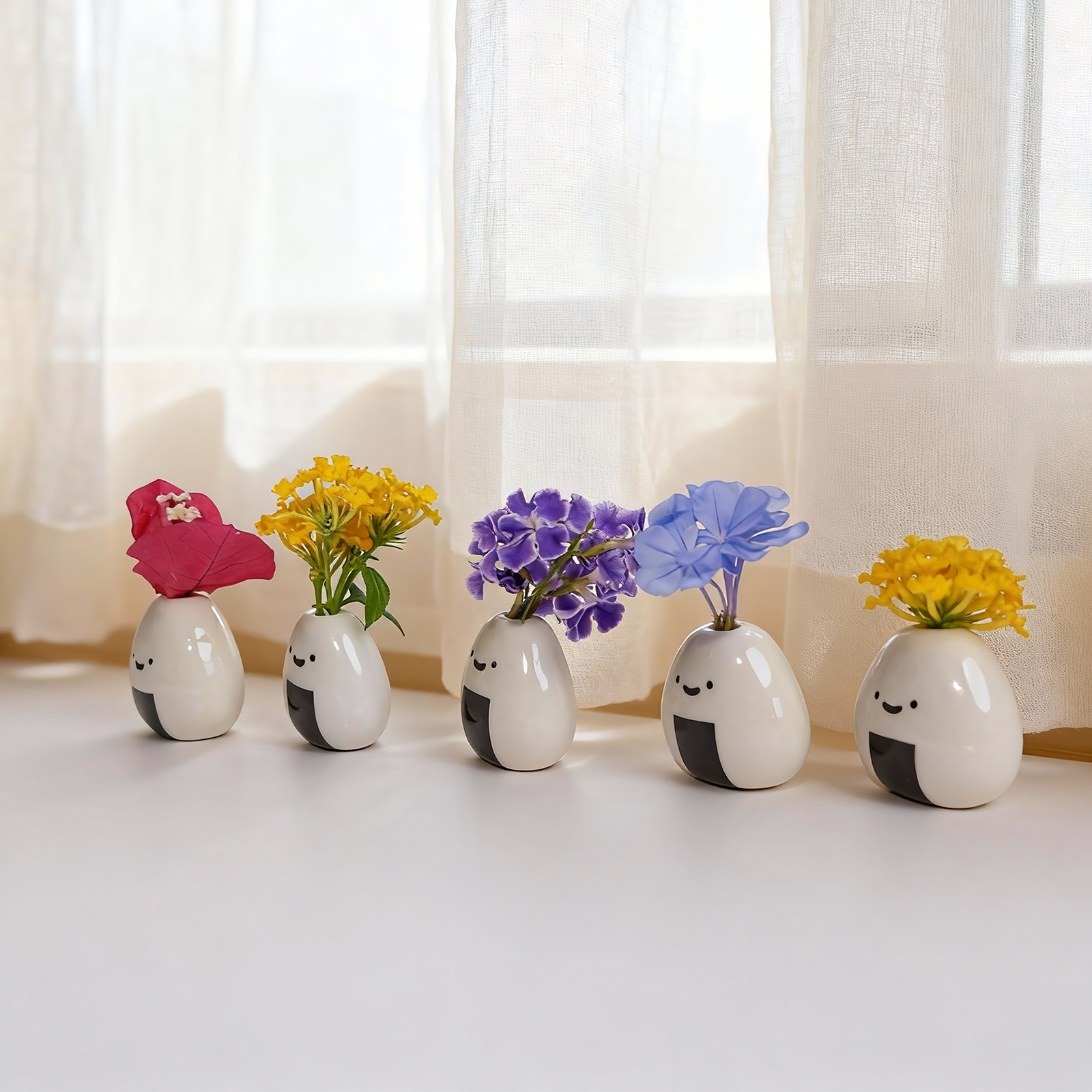 5-Pack Onigiri Ceramic Vases - Handmade Japanese Bud Vases