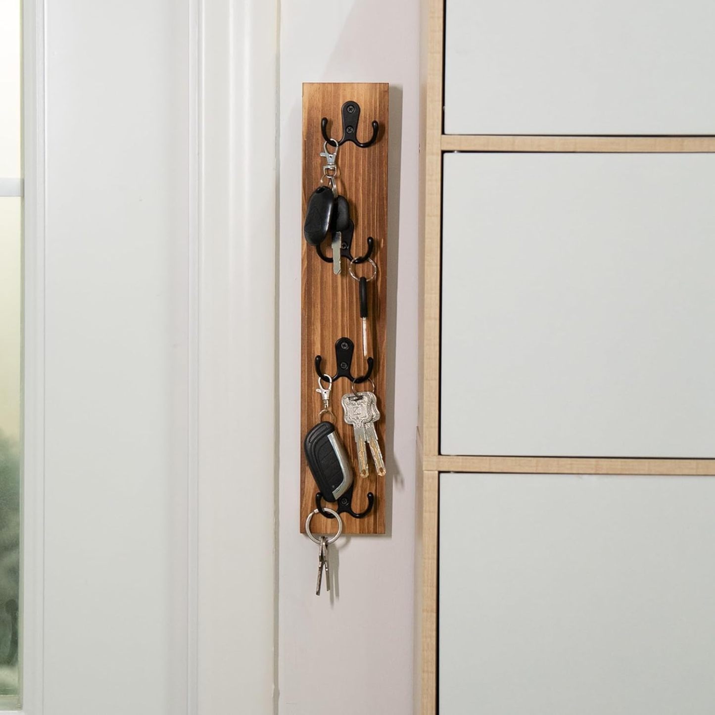 Vertical Wood Key Rack - Space Saving Wall Organizer-MOUGIGI