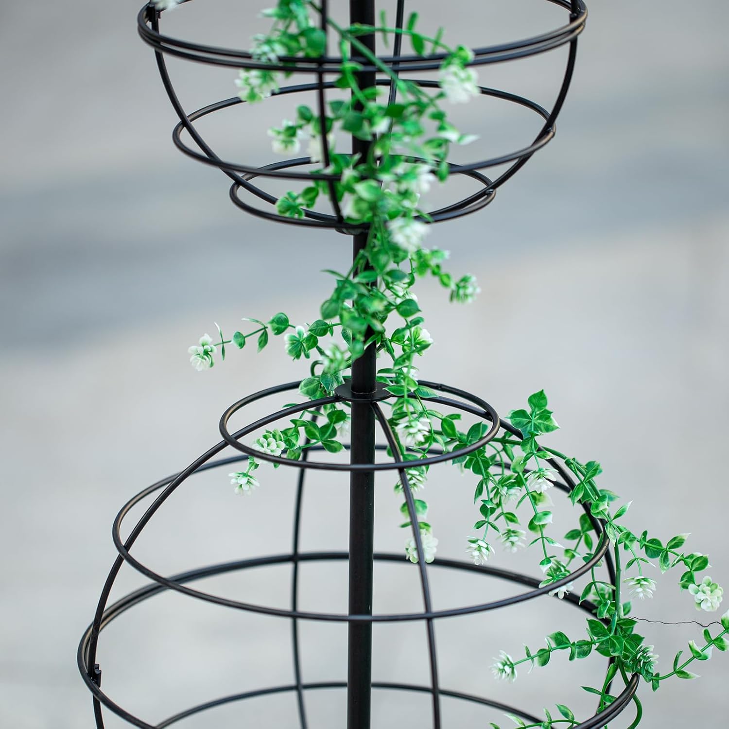 49.5" Metal Obelisk Trellis - 3-Tier Sphere Design for Climbing Plants-MOUGIGI