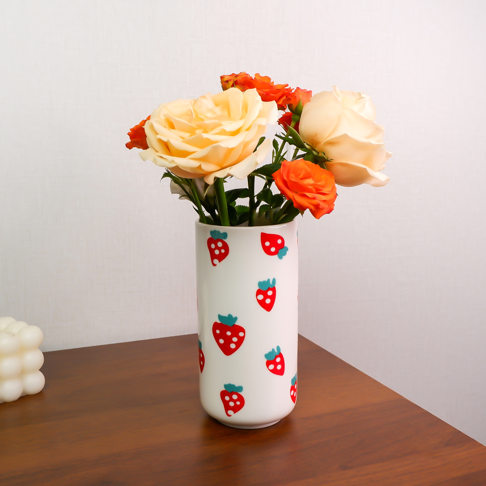 Strawberry Ceramic Vase - Whimsical Floral Centerpiece-MOUGIGI