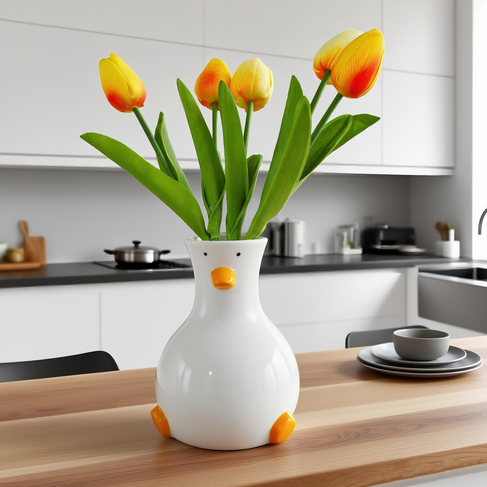 Handcrafted Duck Vase - Ceramic Art Piece & Pen Holder