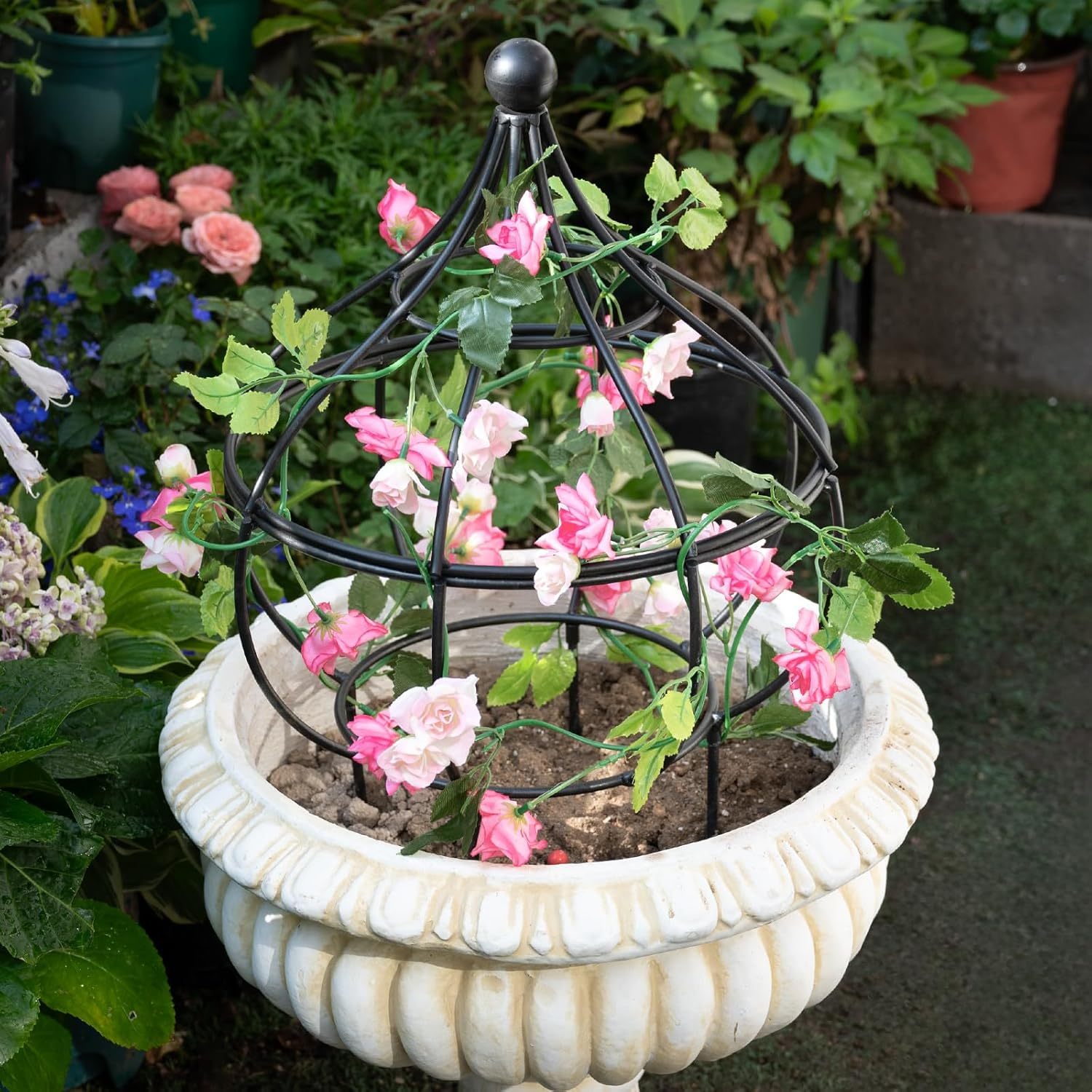 12x8.1in Metal Obelisk Trellis - Patented Climbing Plant Support-MOUGIGI