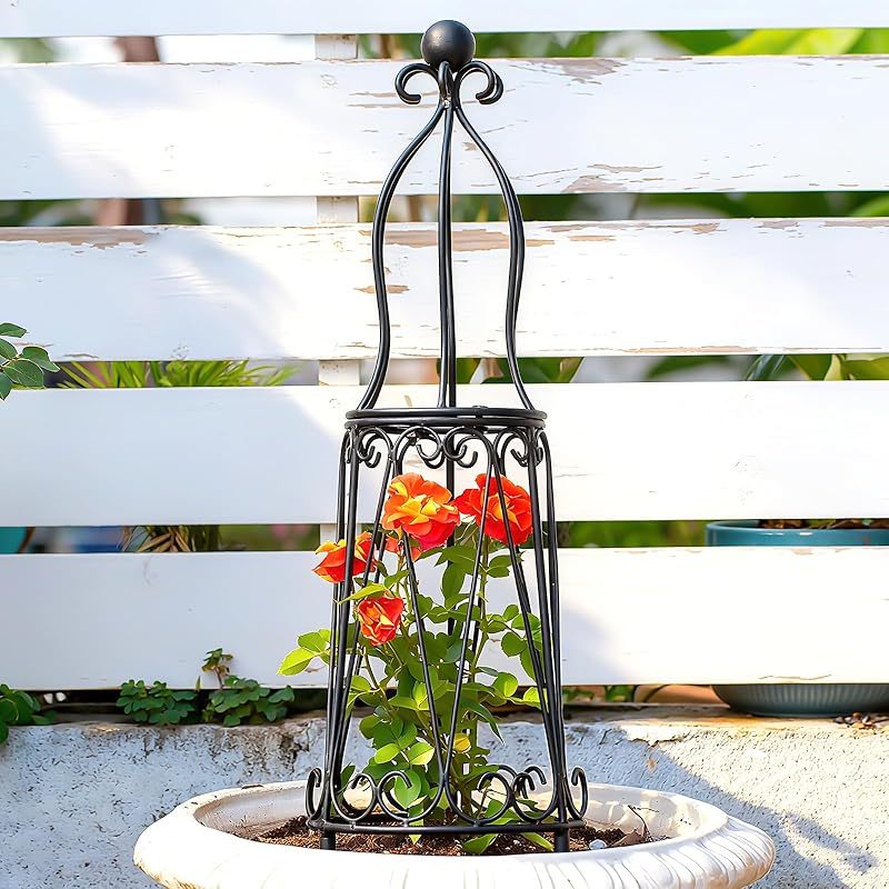 12x8.1in Metal Obelisk Trellis - Patented Climbing Plant Support-MOUGIGI