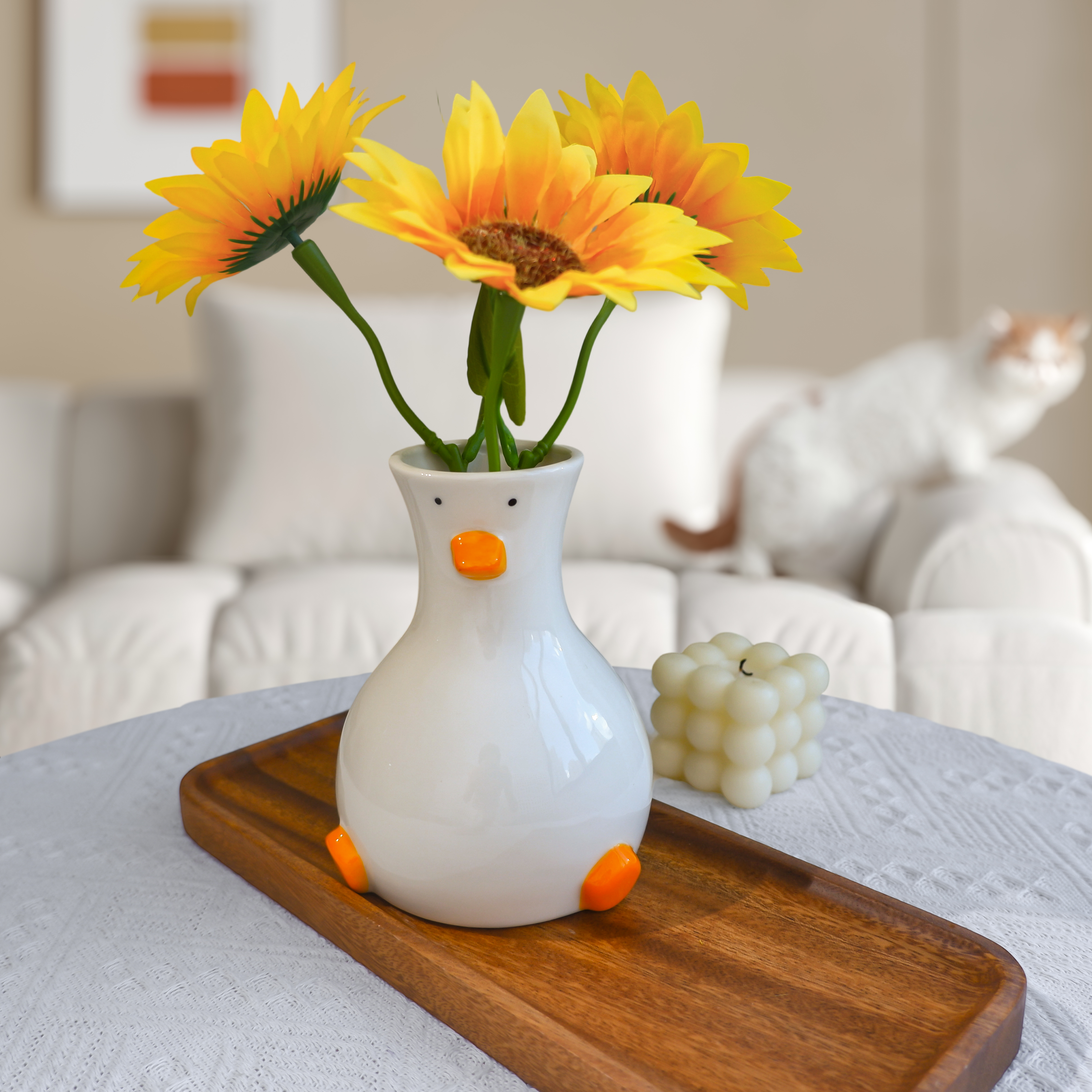 Handcrafted Duck Vase - Ceramic Art Piece & Pen Holder