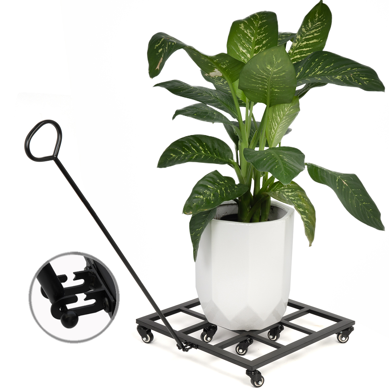 Heavy Duty Square Plant Dolly - 200LB Capacity & Removable Handle