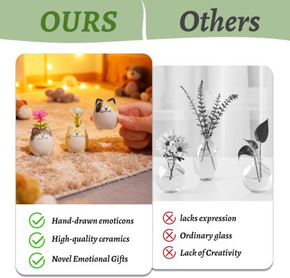 3PCS Cat Bud Vases - Ceramic Mini Flower Vases-MOUGIGI