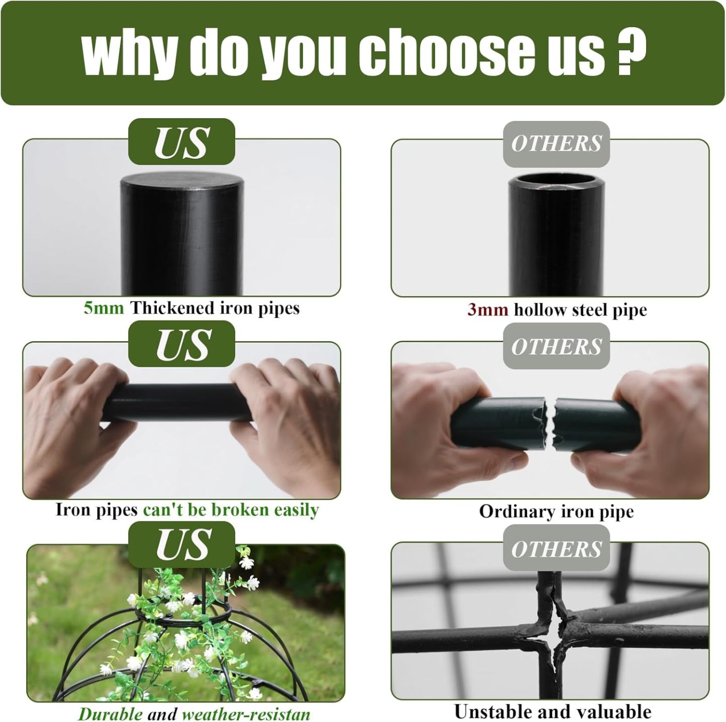 48.8x17in Metal Obelisk Trellis for Roses & Vines-MOUGIGI