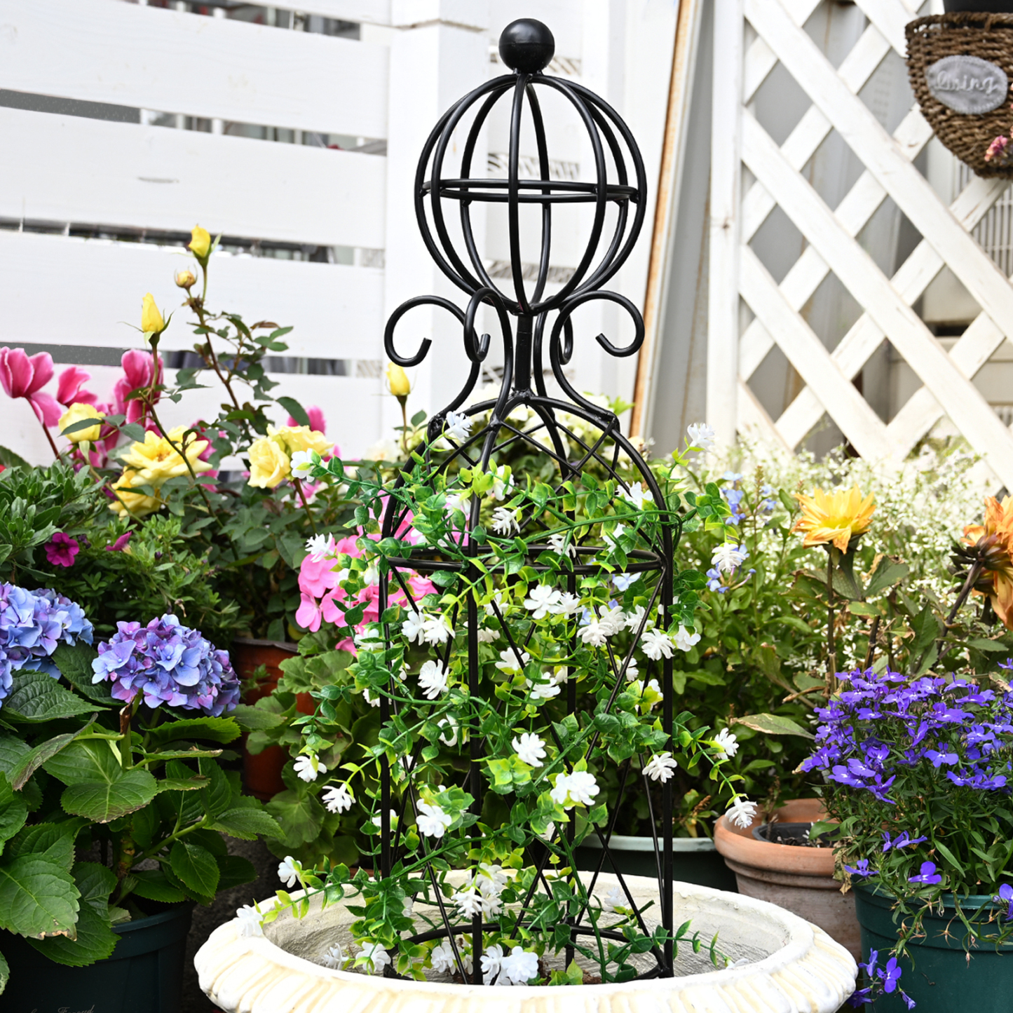 27.1" Metal Obelisk Trellis - Rust-Proof Garden Support