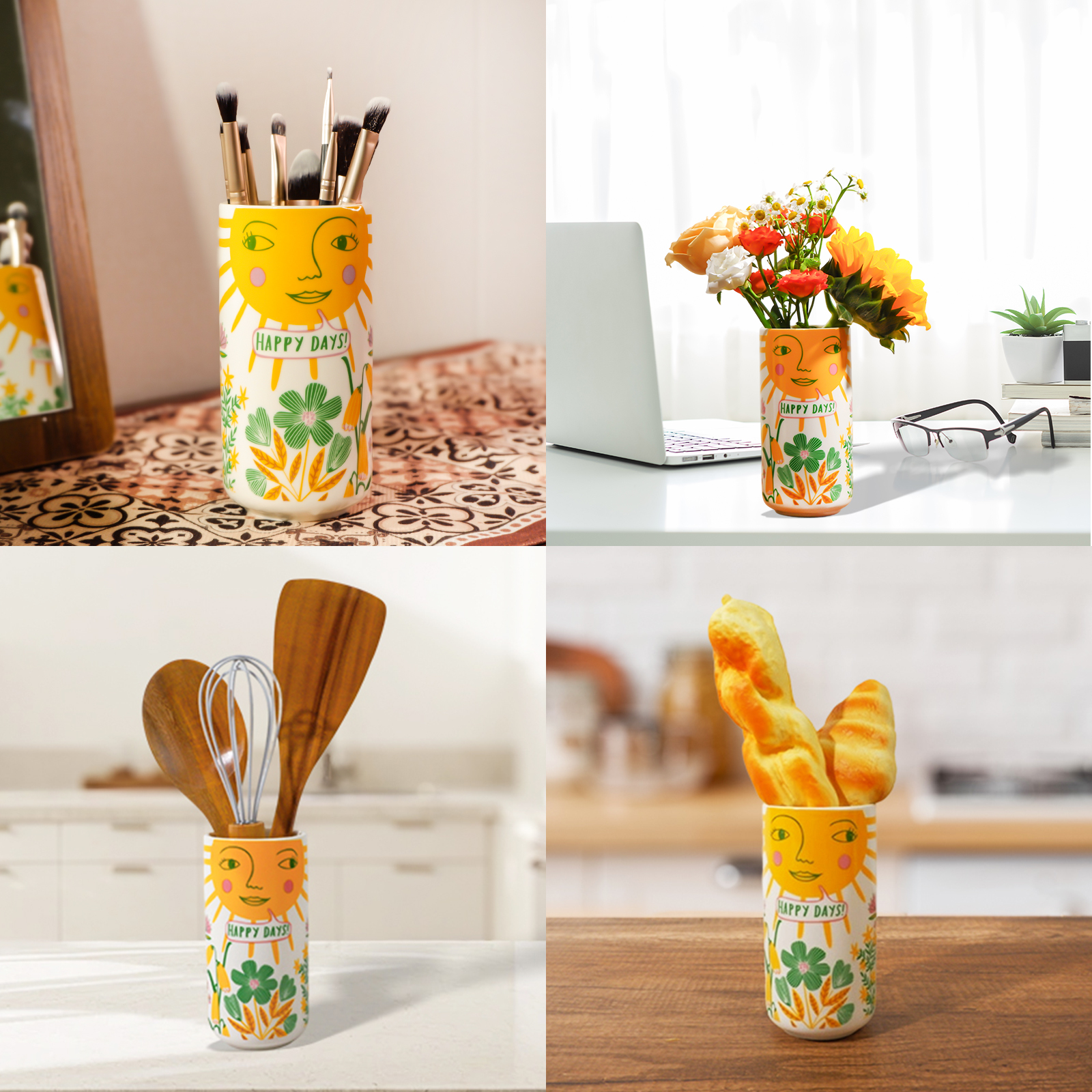 Radiant Sun Face Vase - A Whimsical Decor for a Sunny Home