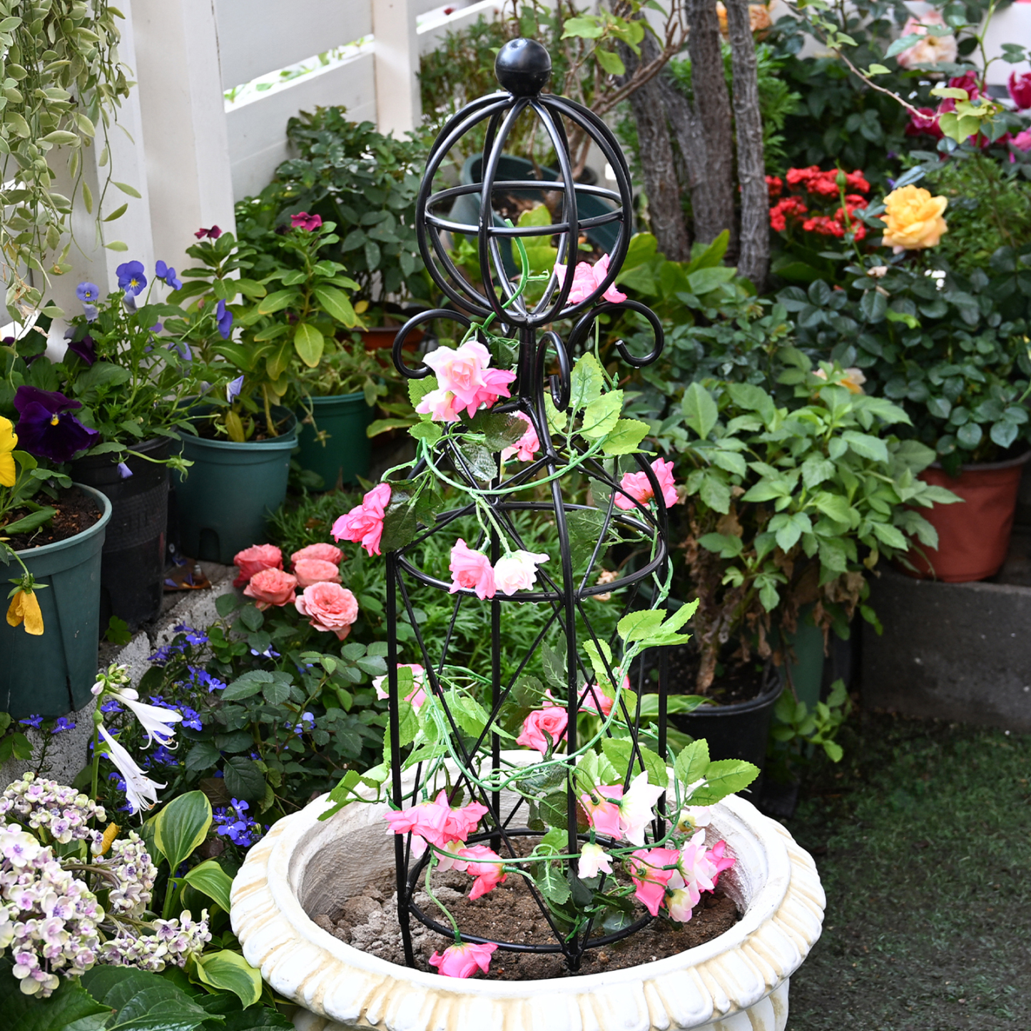 27.1" Metal Obelisk Trellis - Rust-Proof Garden Support