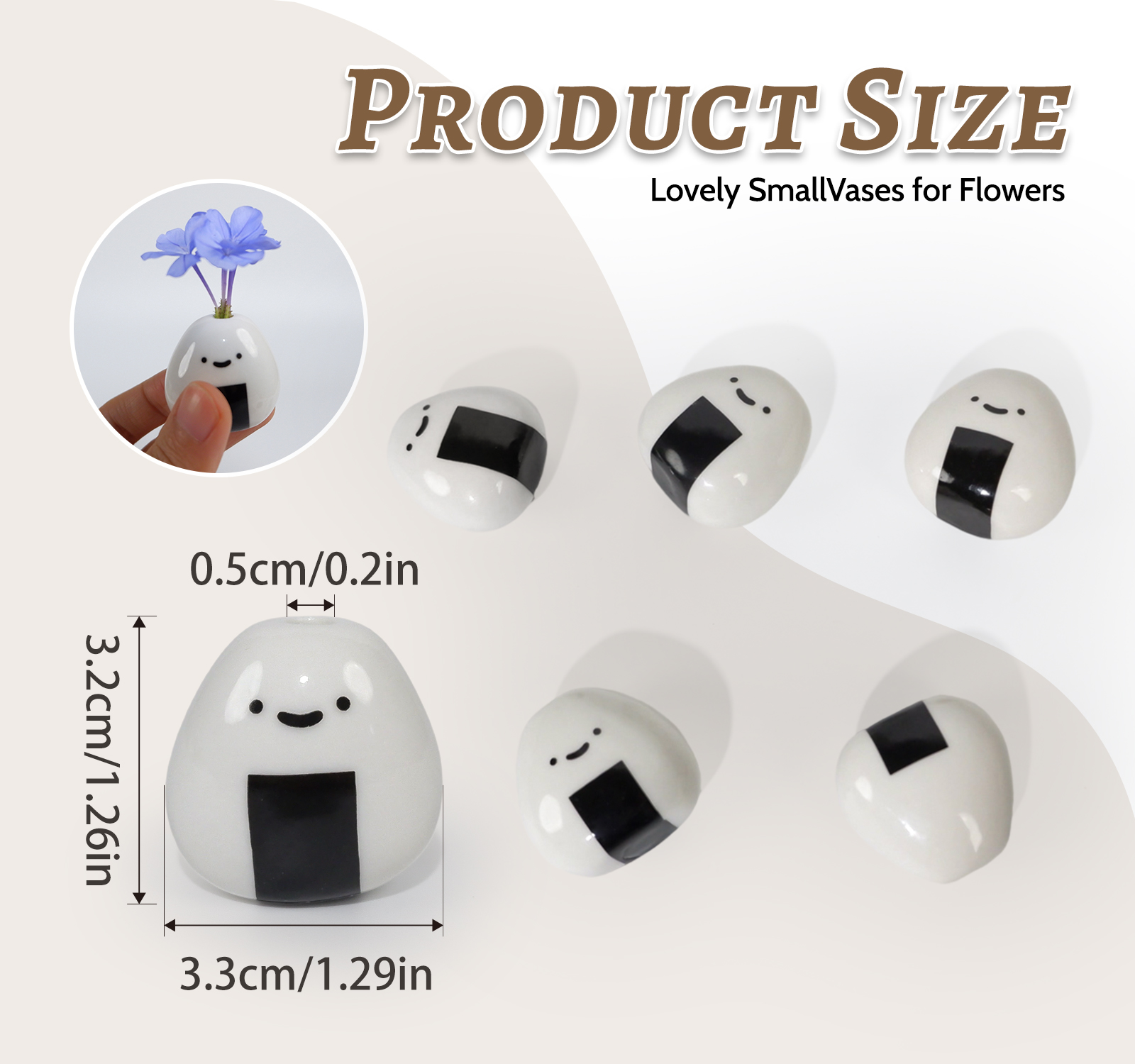 5-Pack Onigiri Ceramic Vases - Handmade Japanese Bud Vases