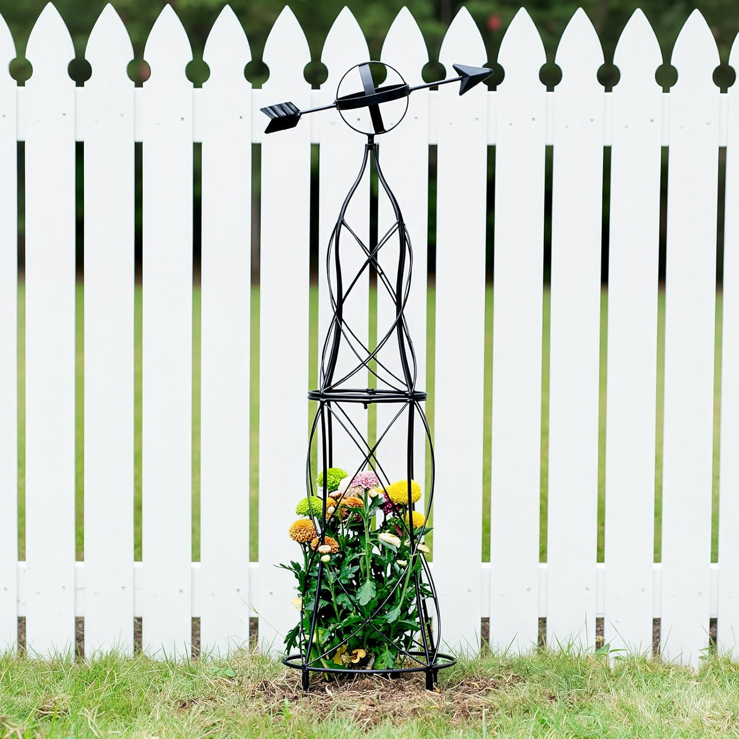  41in Metal Obelisk Trellis with Arrow Top