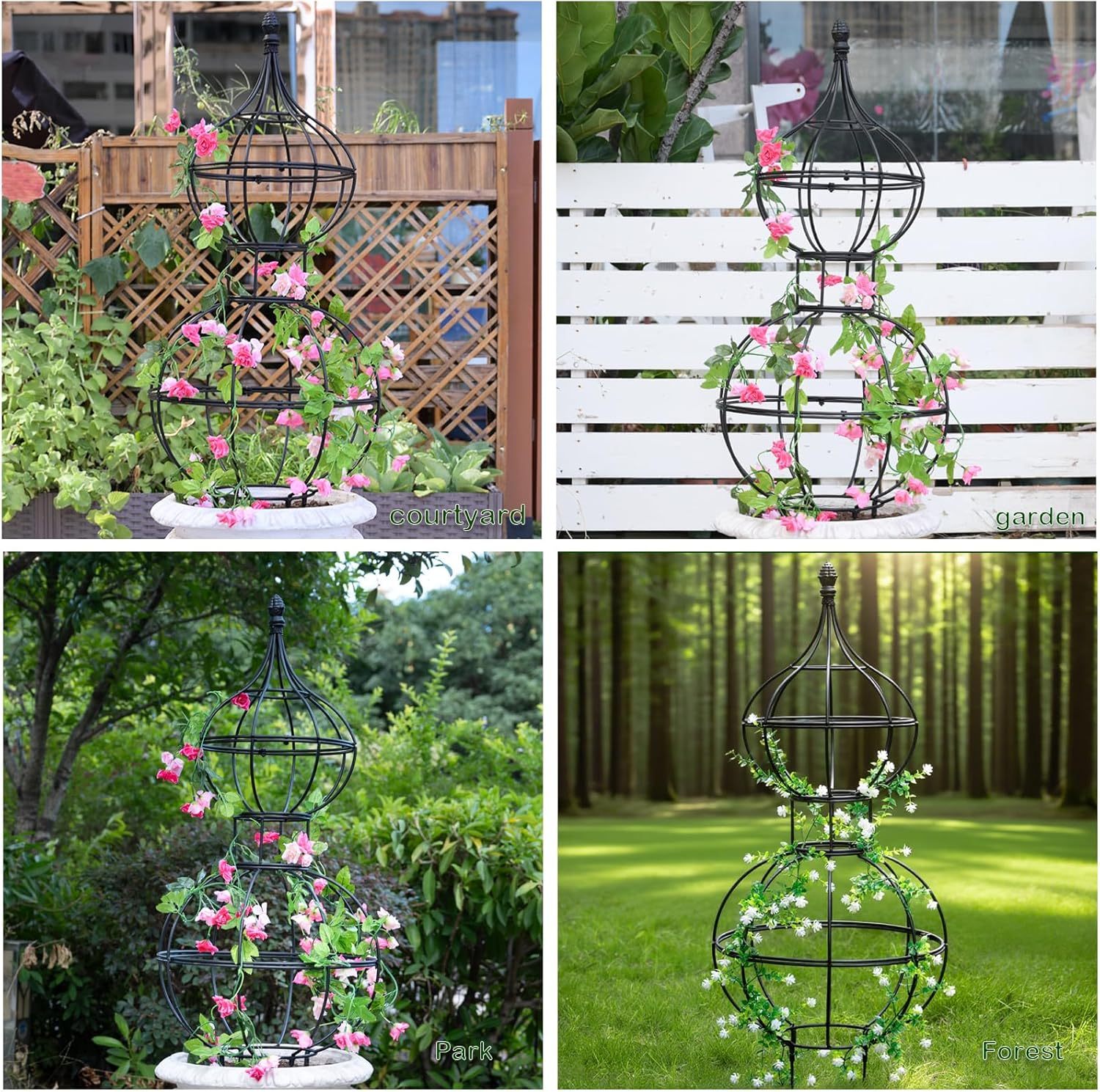 48.8x17in Metal Obelisk Trellis for Roses & Vines-MOUGIGI