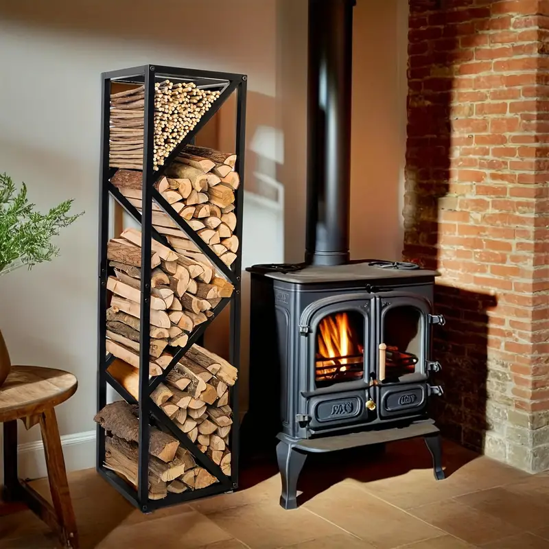 Adjustable Indoor Firewood Rack for Fireplace & Fire Pit