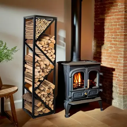 Adjustable Indoor Firewood Rack for Fireplace & Fire Pit