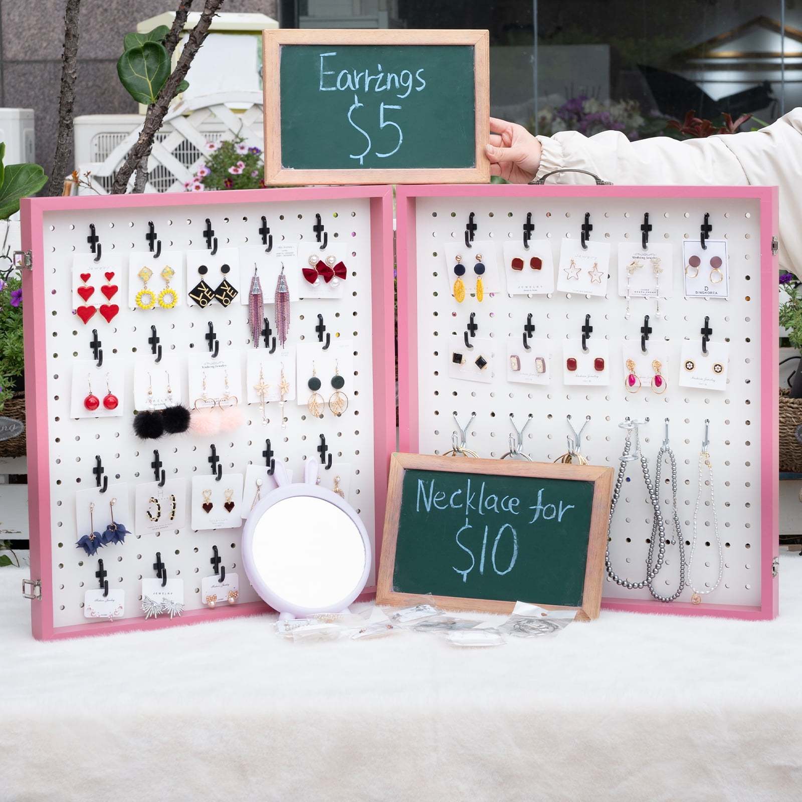 Portable Wood Earring Display for Vendor Events & Markets-MOUGIGI