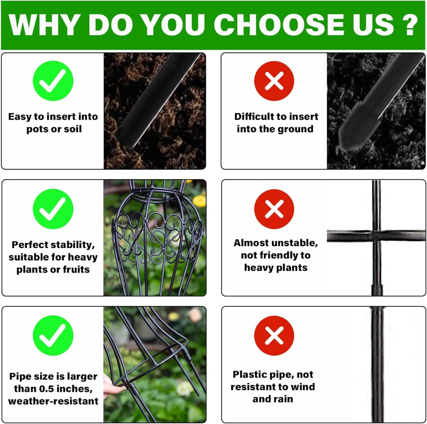 29.5in Metal Obelisk Trellis for Climbing Vines & Roses-MOUGIGI