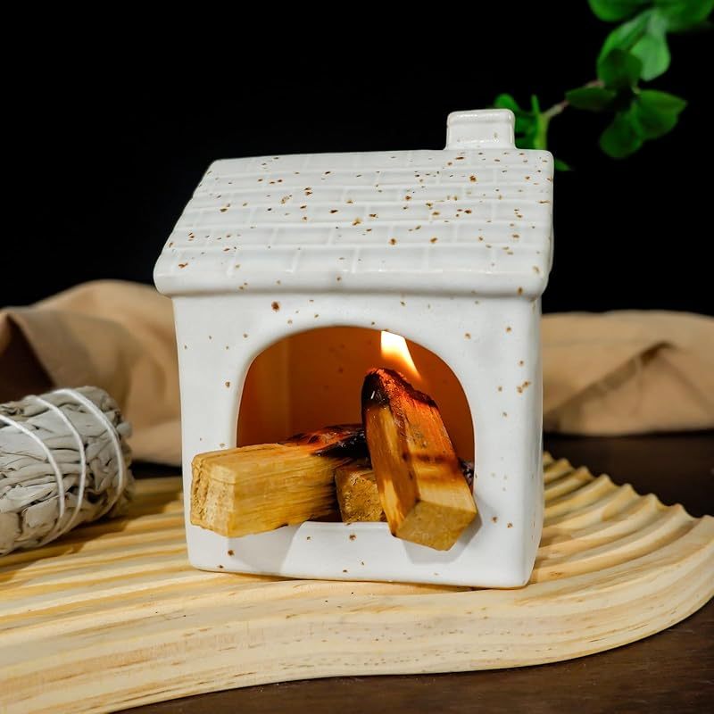 Brown House Ceramic Incense Burner for Palo Santo & Sage-MOUGIGI