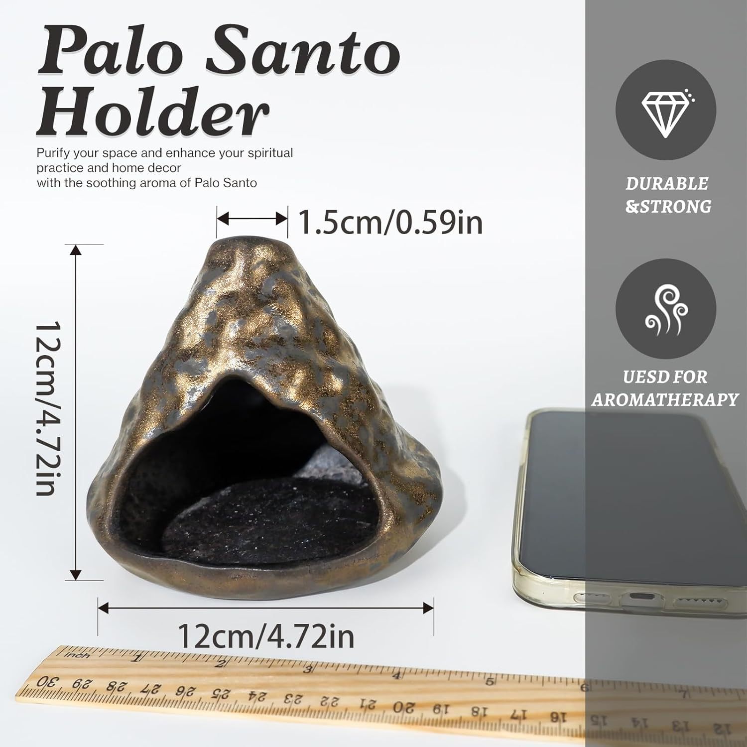 Black Gold Zongzi Incense Burner - Ceramic Palo Santo Holder-MOUGIGI