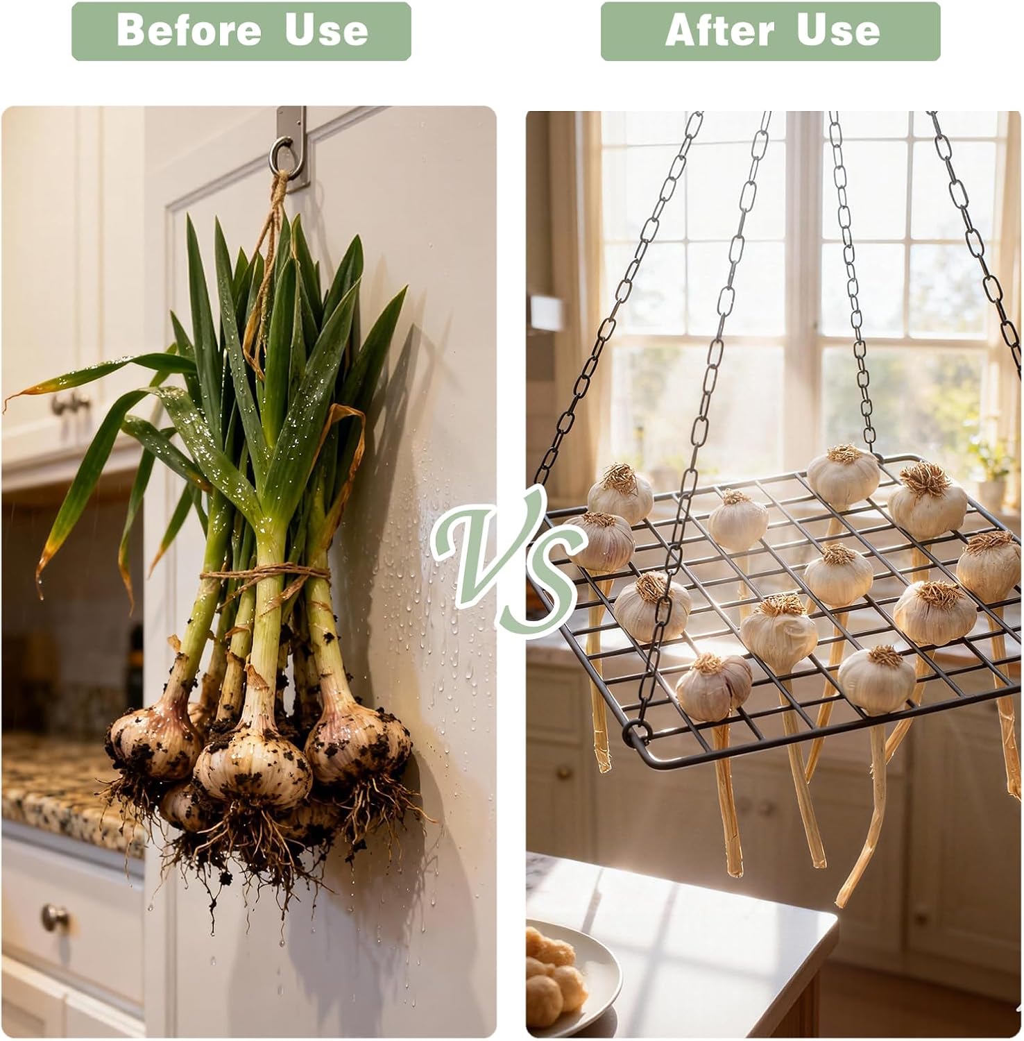 Hanging Mesh Garlic and Herb Drying Rack -MOUGIGI