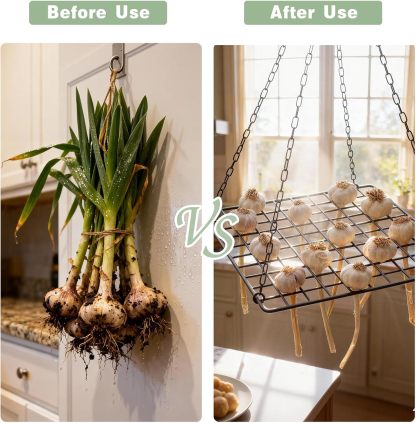 Hanging Mesh Garlic and Herb Drying Rack -MOUGIGI