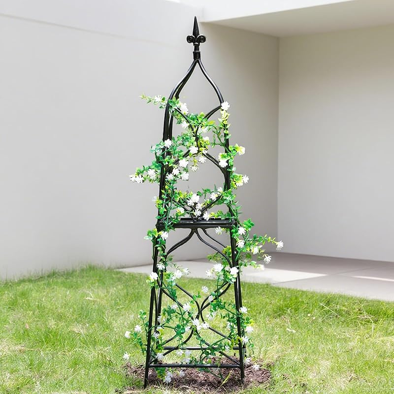 39x10.21in Metal Obelisk Trellis for Climbing Plants-MOUGIGI