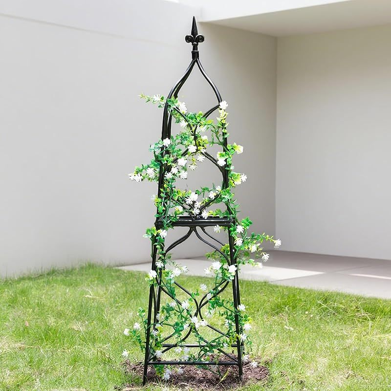 39x10.21in Metal Obelisk Trellis for Climbing Plants-MOUGIGI