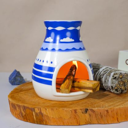Hopi Blue Ceramic Palo Santo Holder - Spiritual Incense Burner -MOUGIGI