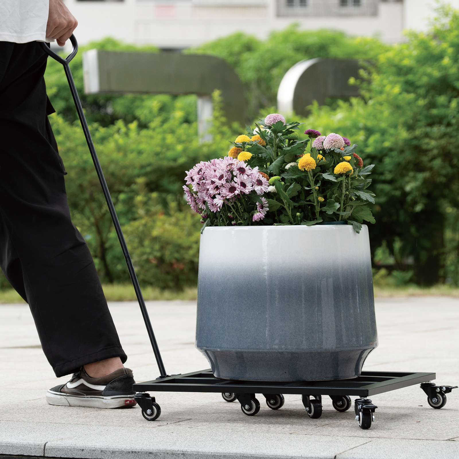 Heavy Duty Square Plant Dolly - 200LB Capacity & Removable Handle