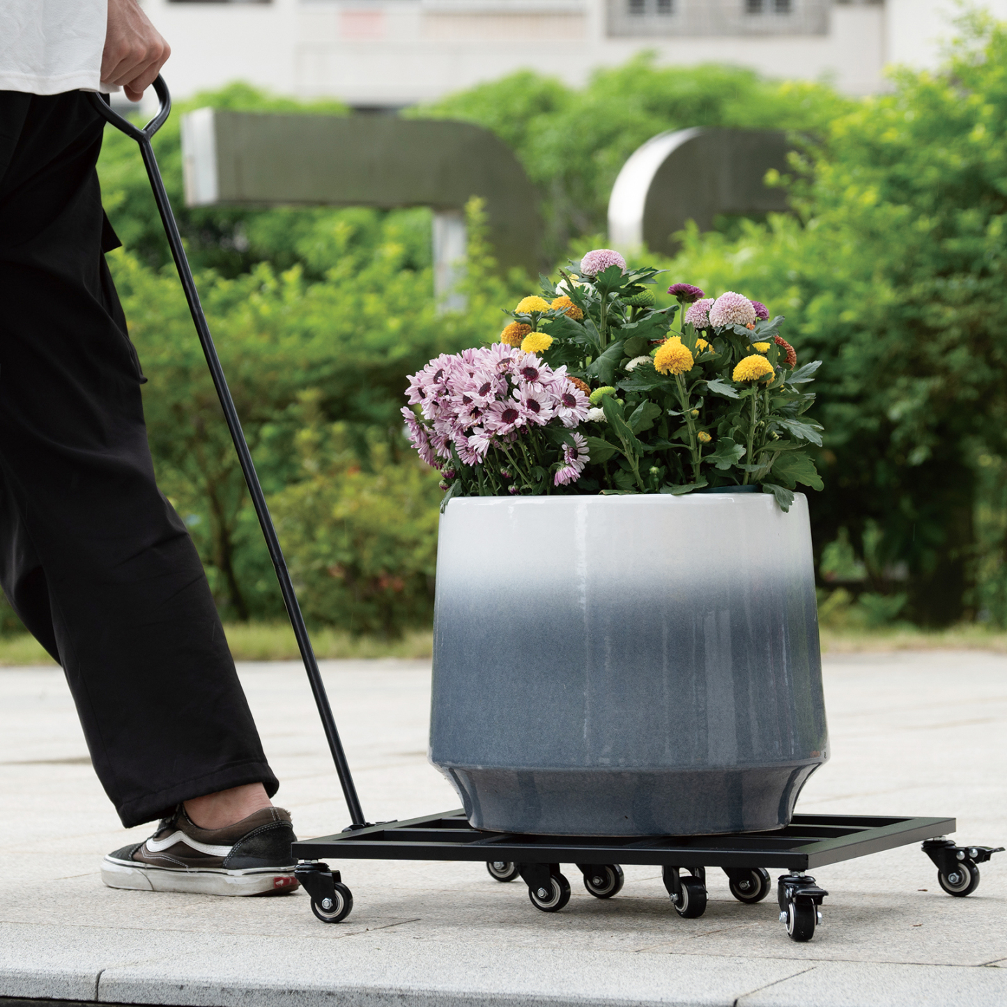 Heavy Duty Square Plant Dolly - 200LB Capacity & Removable Handle