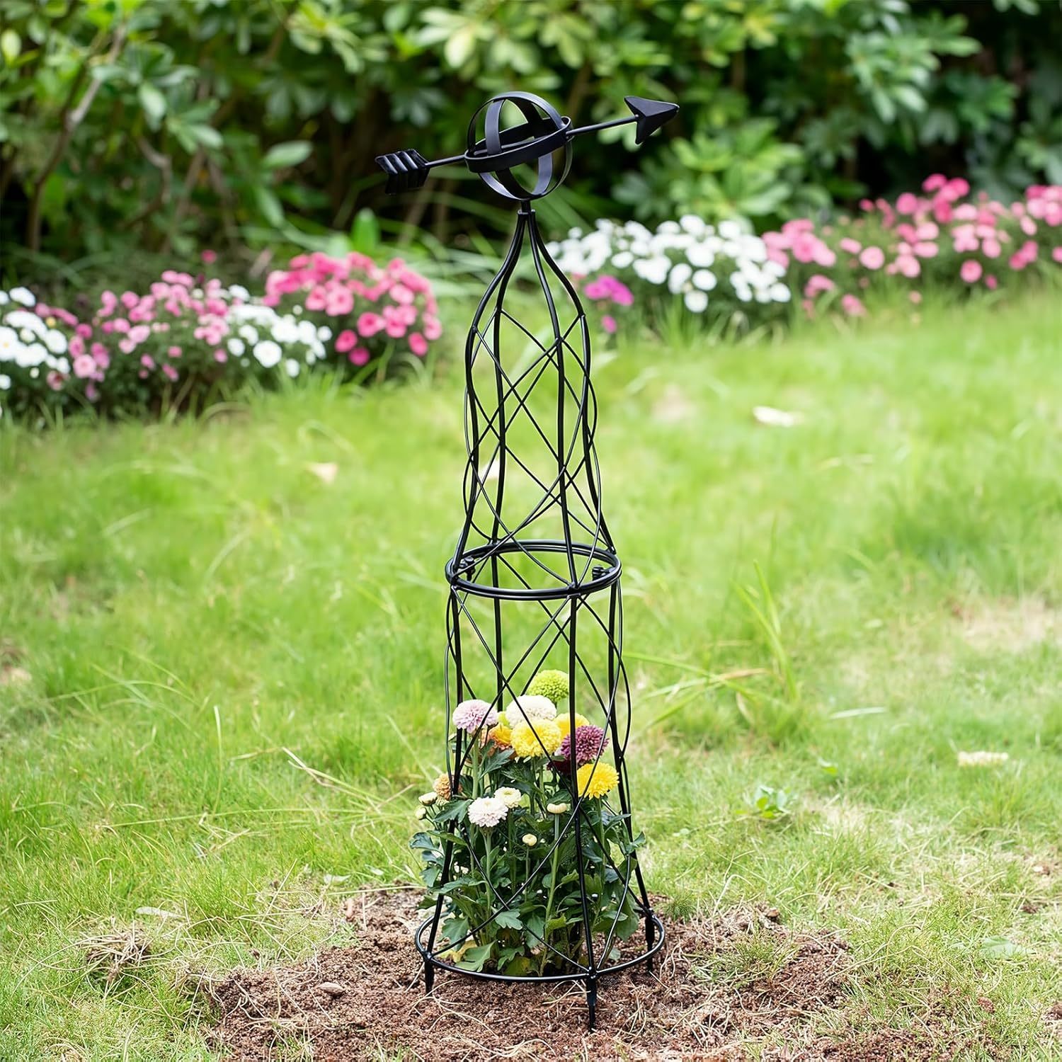  41in Metal Obelisk Trellis with Arrow Top