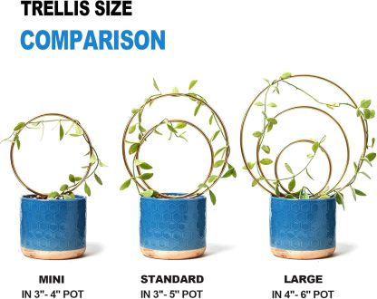 3-Pack Gold Metal Plant Trellis for Climbing Vines-MOUGIGI