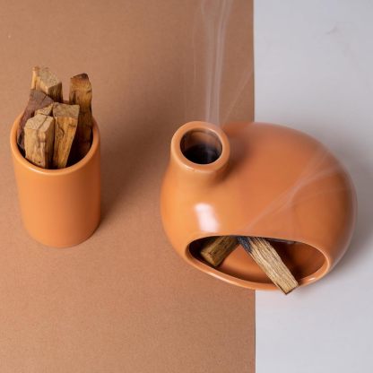 Ceramic Palo Santo Set with 3 Match Holders - Modern Chimney Design-MOUGIGI