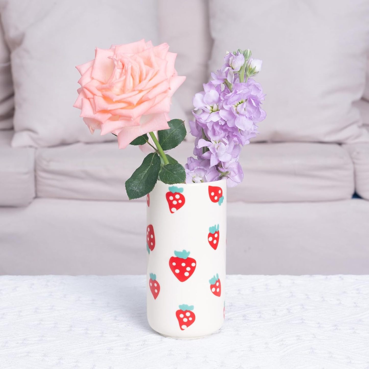 Strawberry Ceramic Vase - Whimsical Floral Centerpiece-MOUGIGI