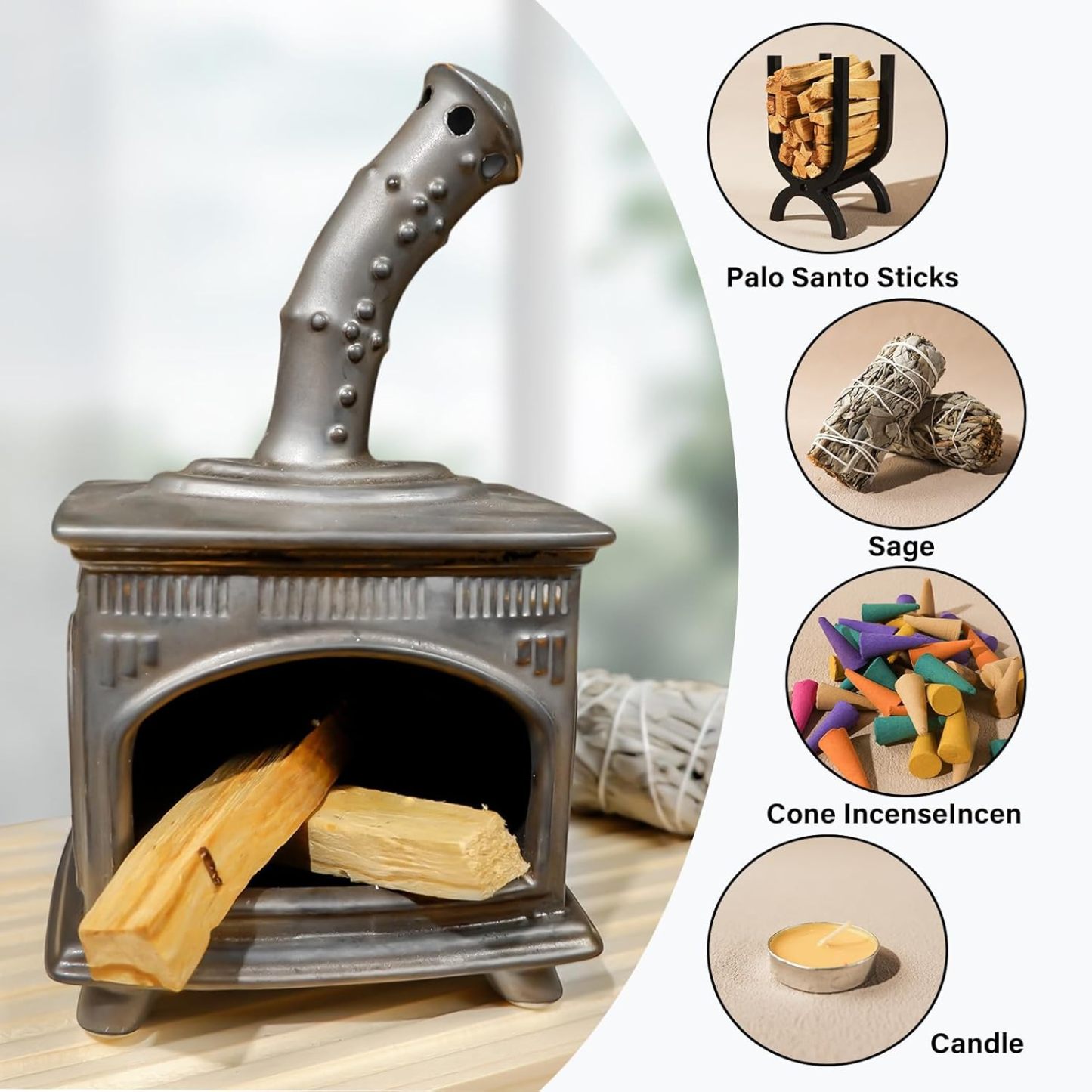 Fireplace Incense Holder for Palo Santo & Sage-MOUGIGI