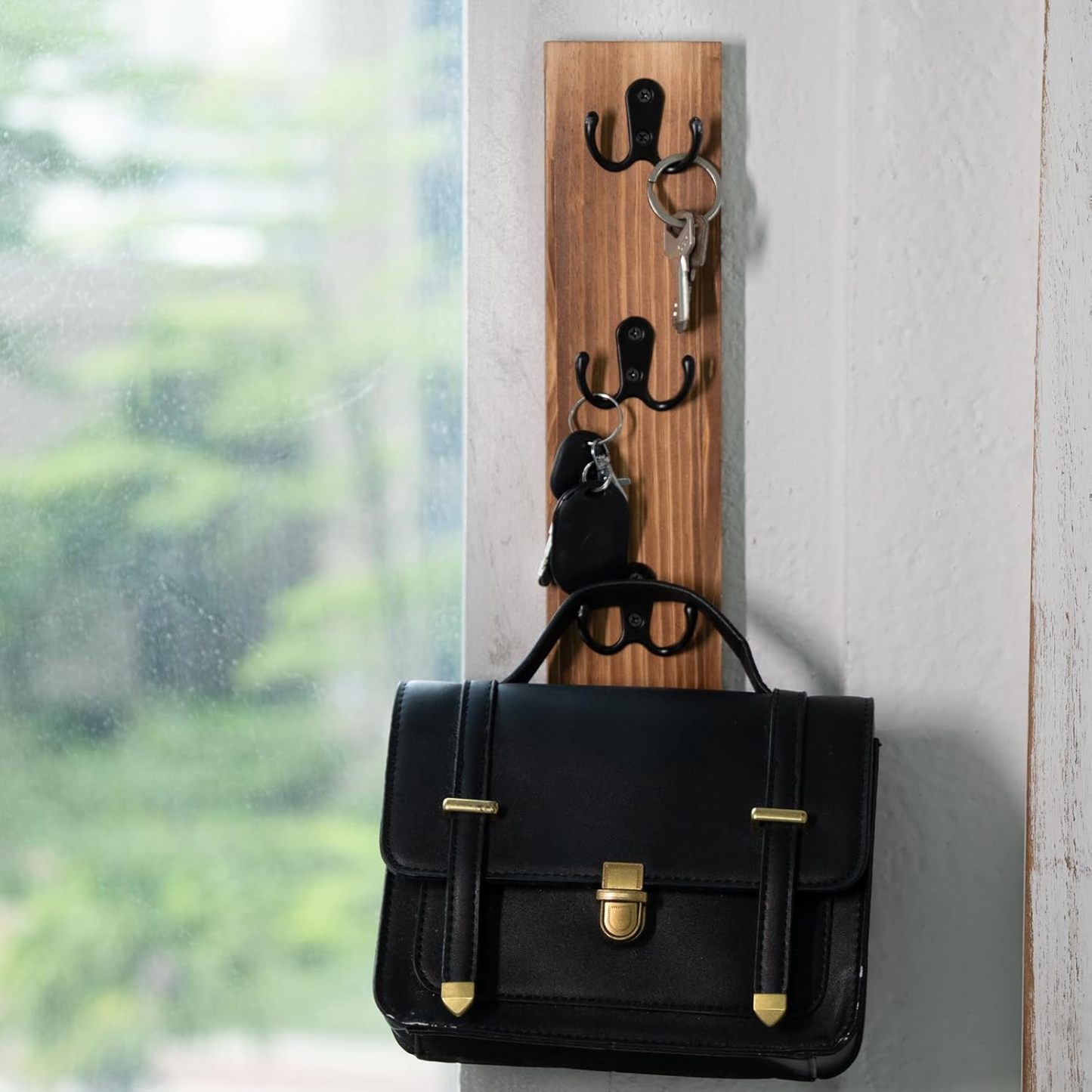 Vertical Wood Key Rack - Space Saving Wall Organizer-MOUGIGI