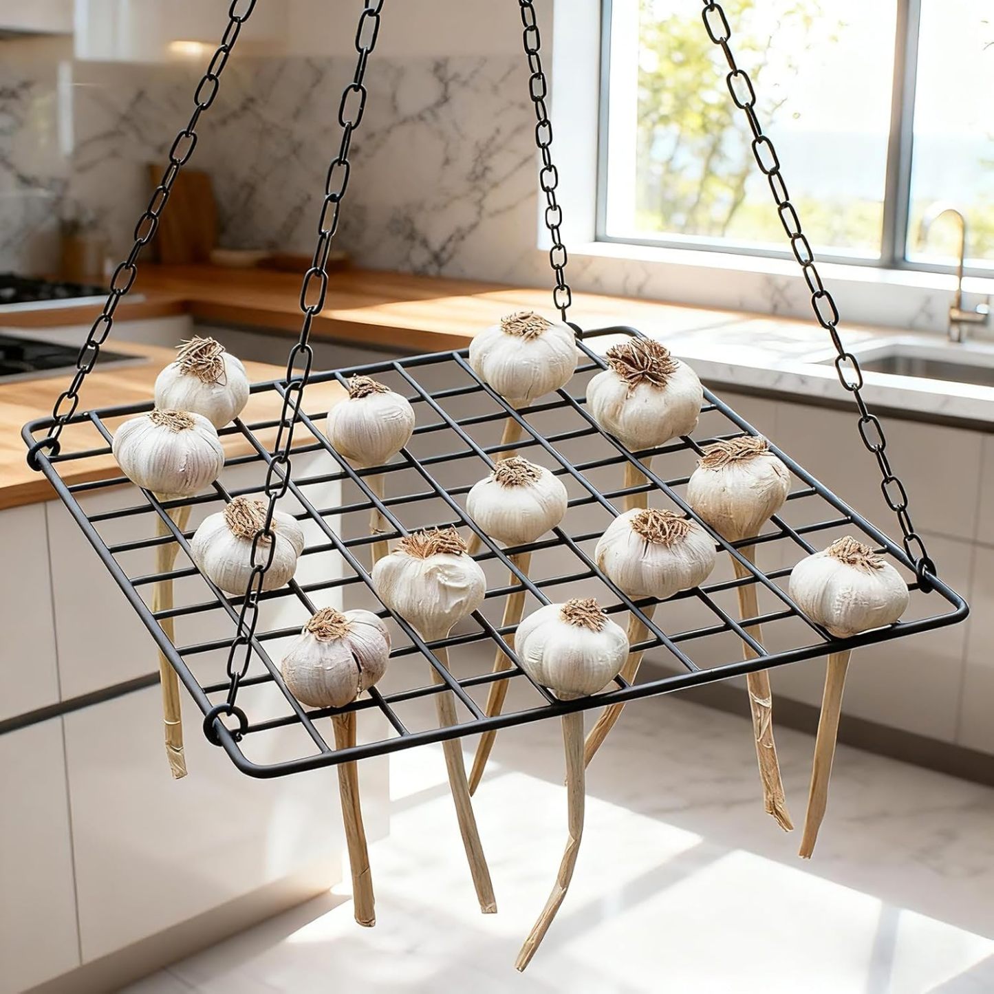 Hanging Mesh Garlic and Herb Drying Rack -MOUGIGI