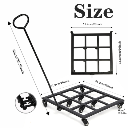 Heavy Duty Square Plant Dolly - 200LB Capacity & Removable Handle