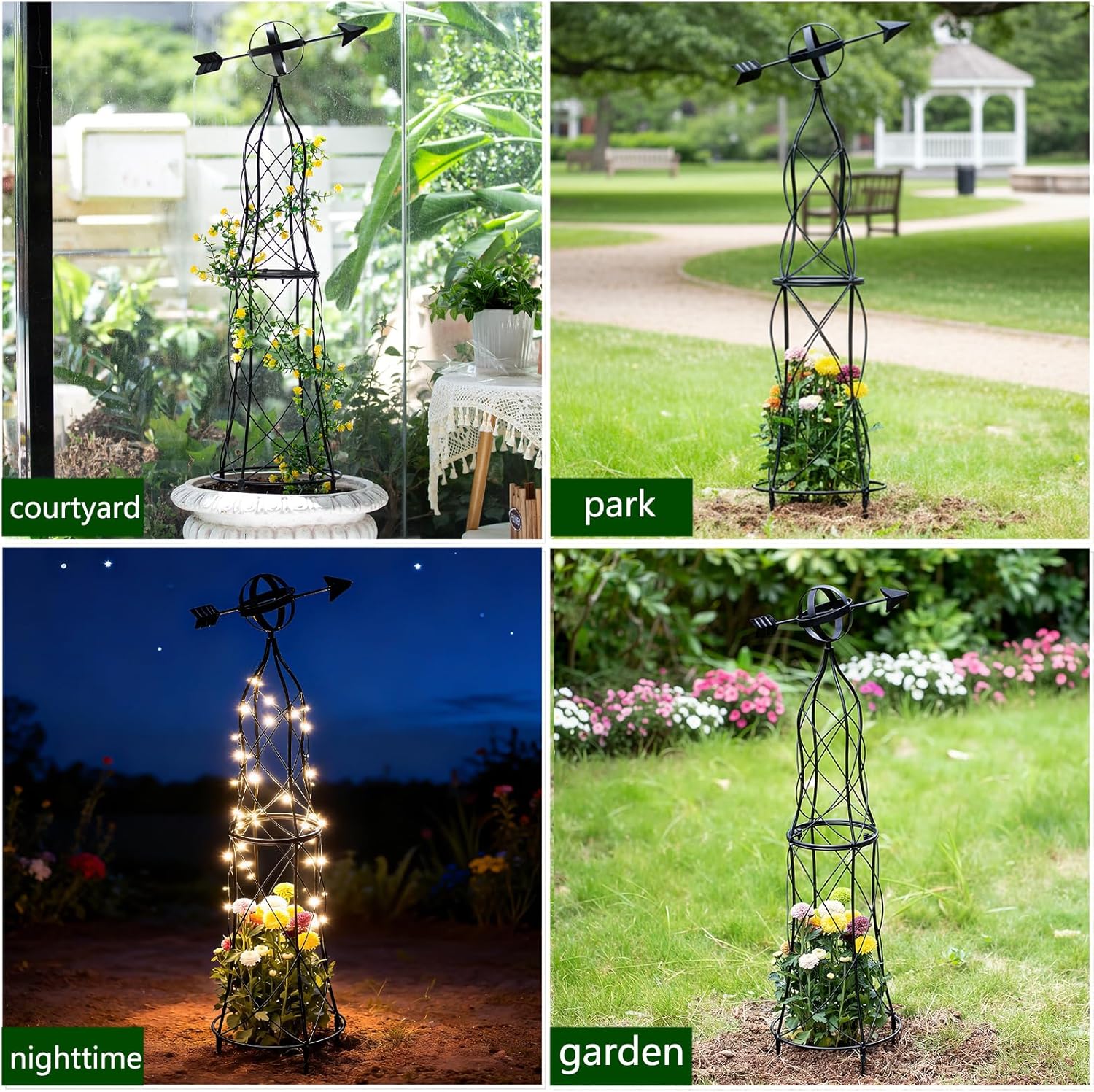  41in Metal Obelisk Trellis with Arrow Top