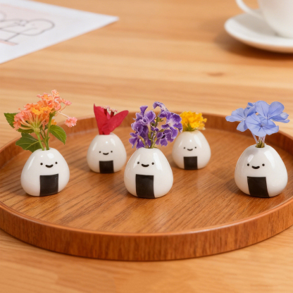 5-Pack Onigiri Ceramic Vases - Handmade Japanese Bud Vases
