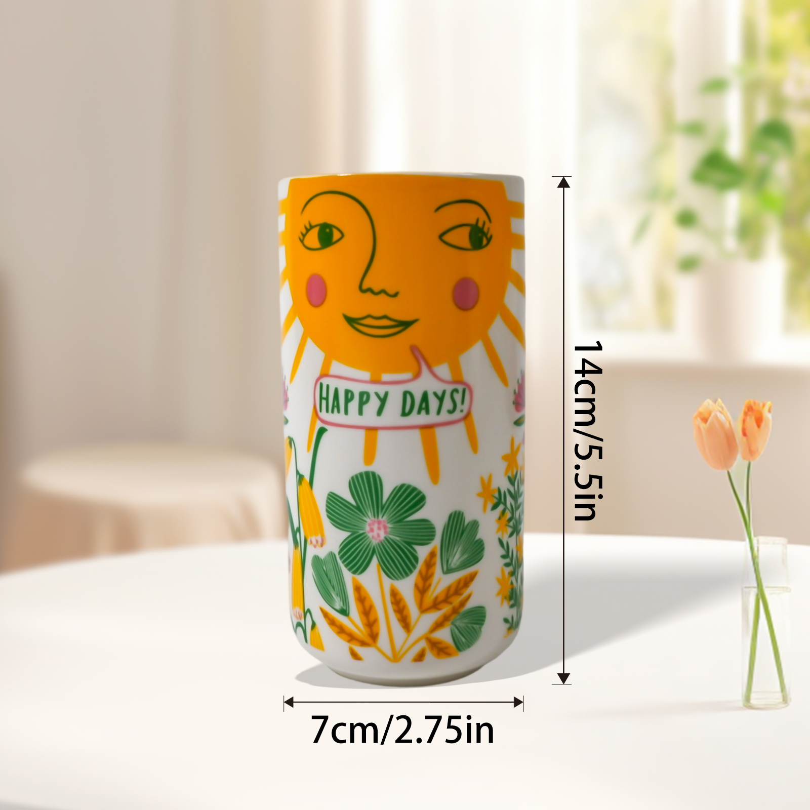 Radiant Sun Face Vase - A Whimsical Decor for a Sunny Home