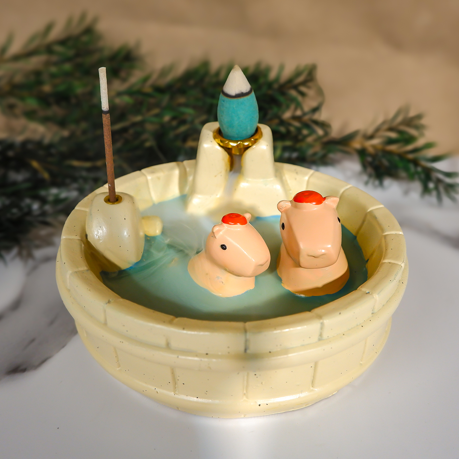 Capybara Backflow Incense Burner with Waterfall Effect