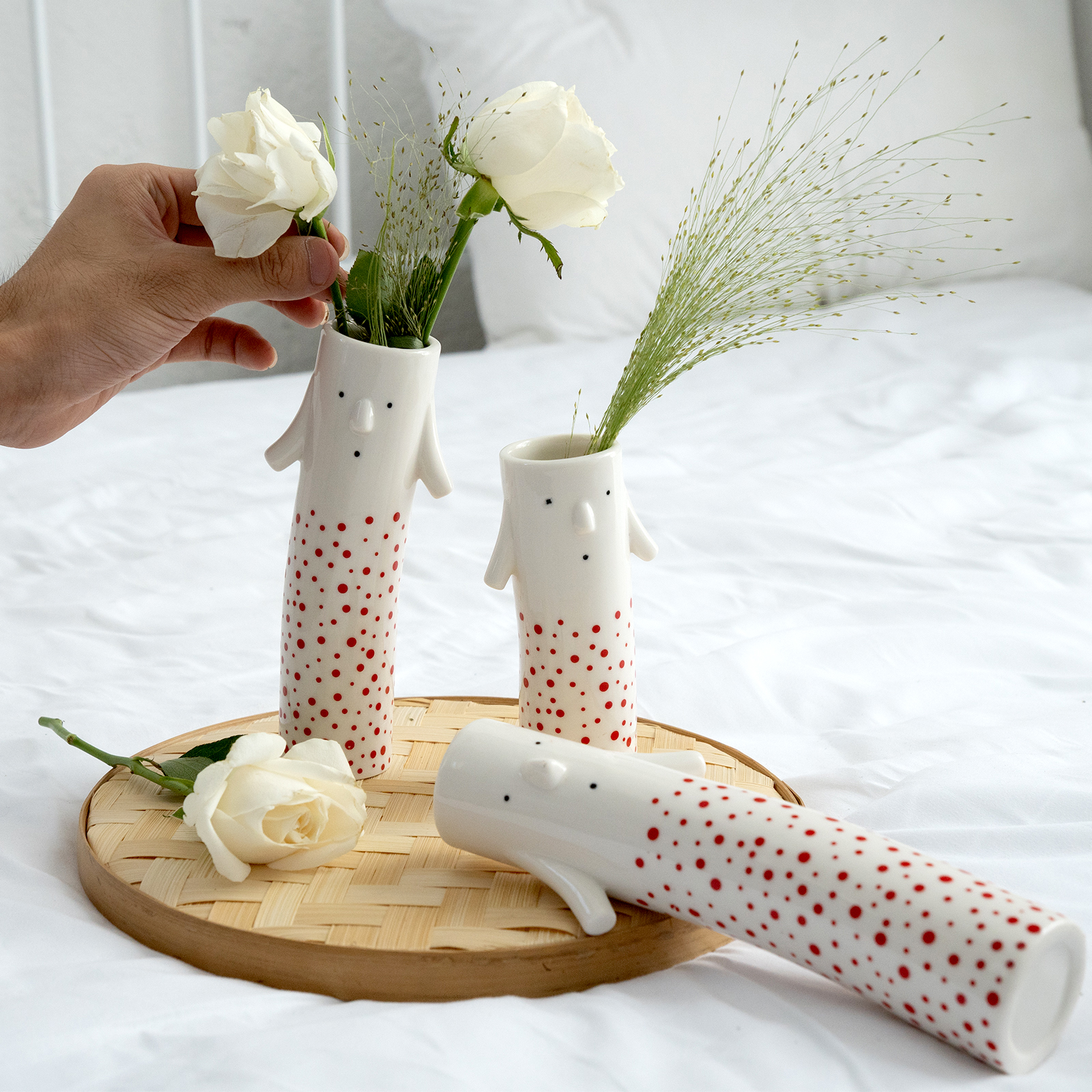 Ceramic Dice Vase for Dried Flowers - Modern Home Decor