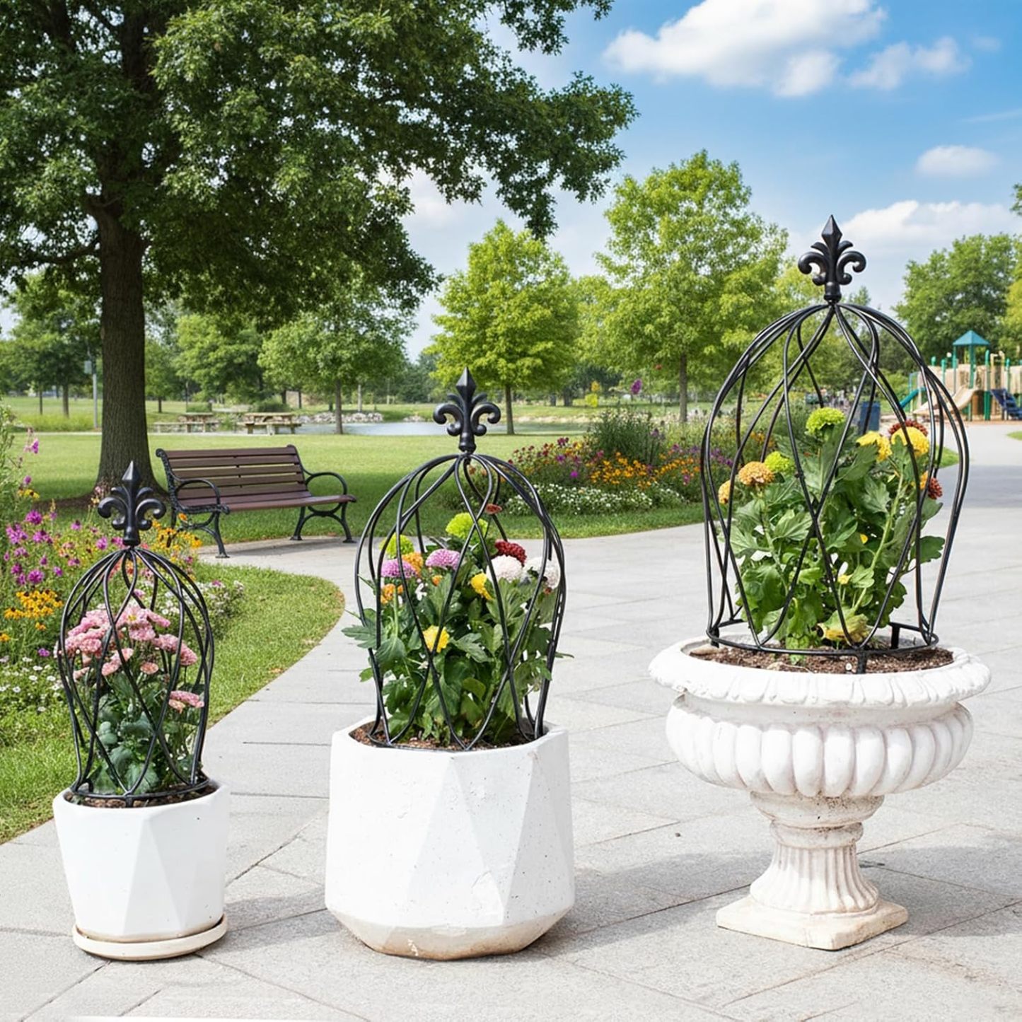 3-Piece Metal Obelisk Trellis Set for Climbing Plants-MOUGIGI